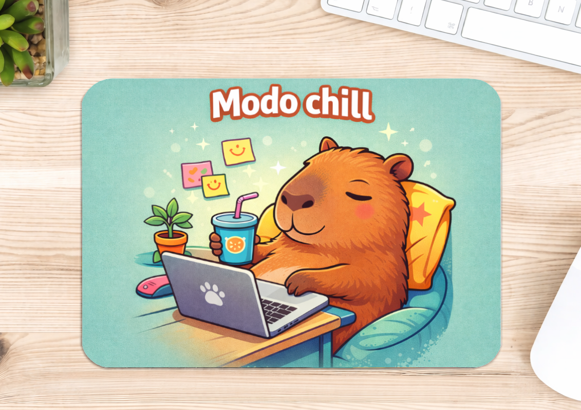alfombrilla de raton capibara modo chill diseño divertido relajado escritorio