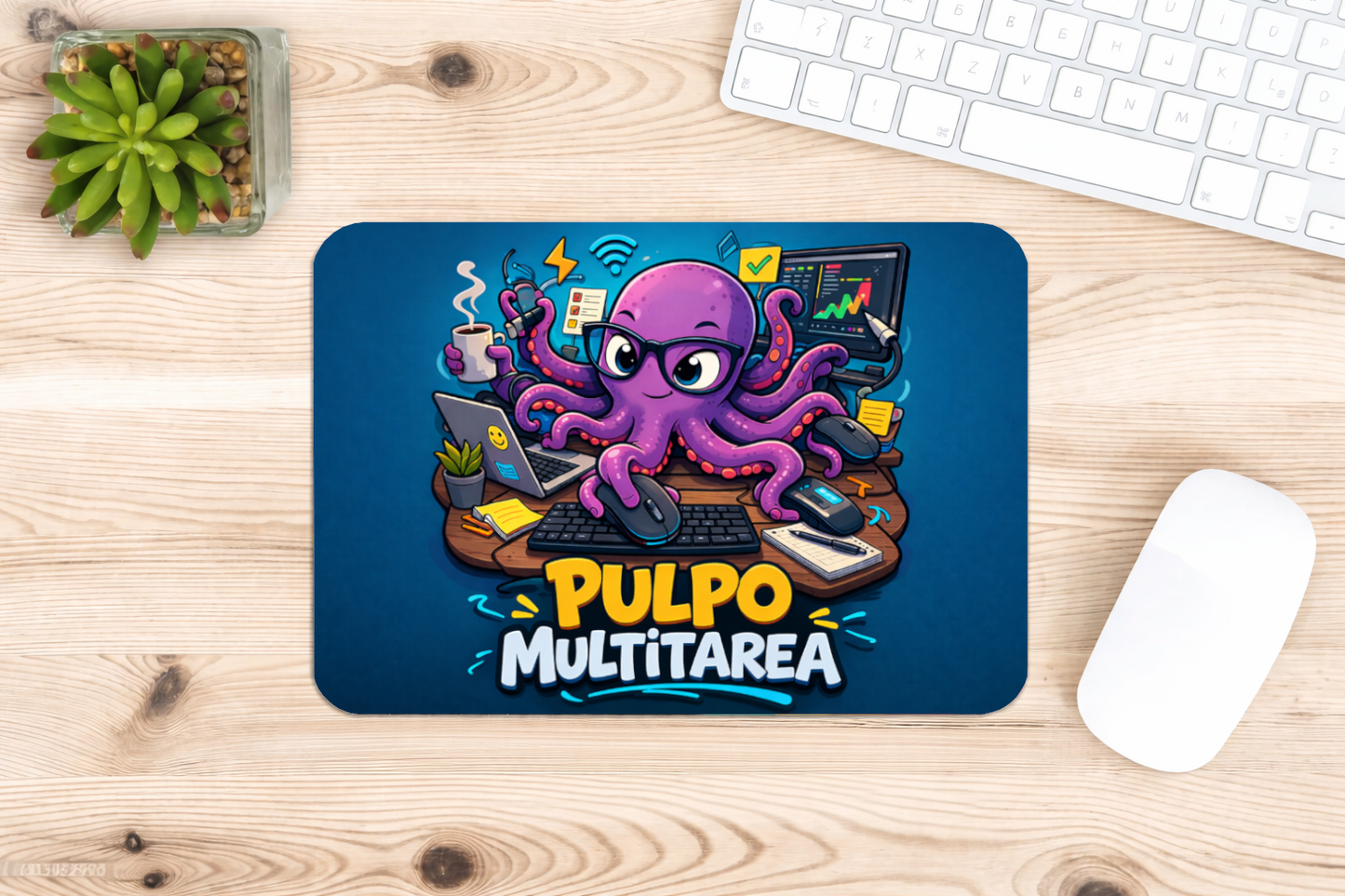 alfombrilla raton pulpo multitarea divertida escritorio oficina gamer