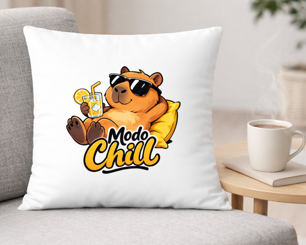 cojin capibara modo chill limonada diseño relajado divertido decoracion hogar