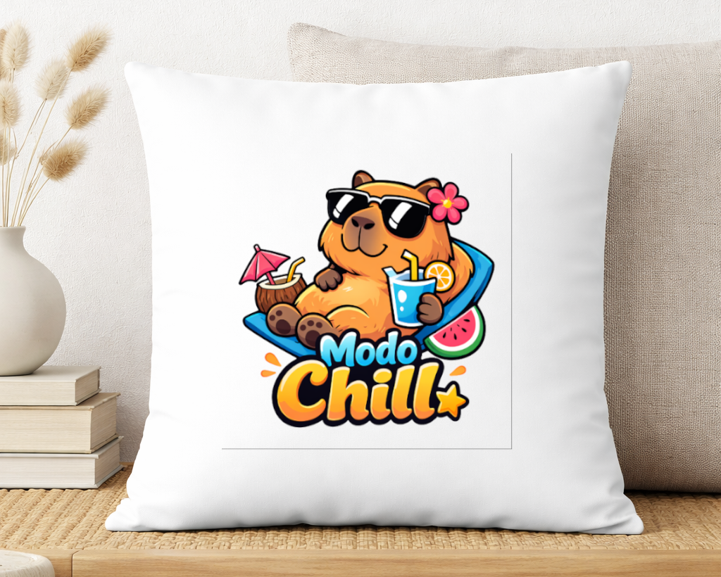 cojin capibara modo chill verano diseño divertido relajado decoracion hogar
