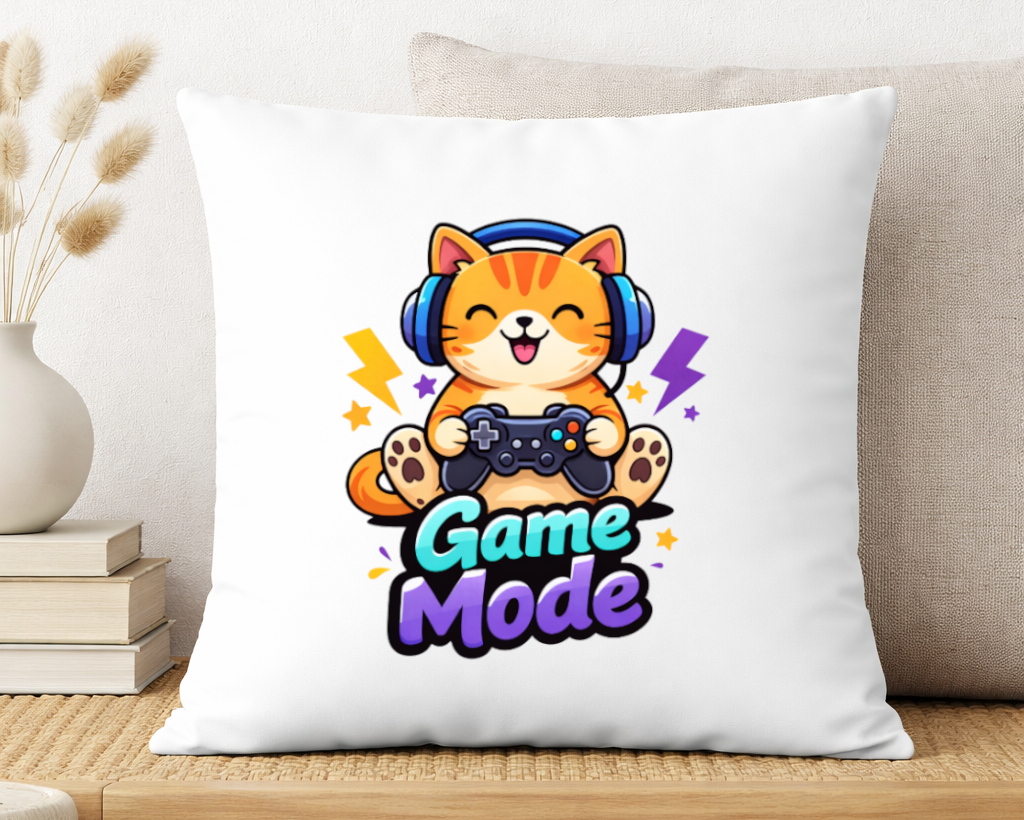 cojin gato gamer game mode diseño divertido decoracion gaming juvenil