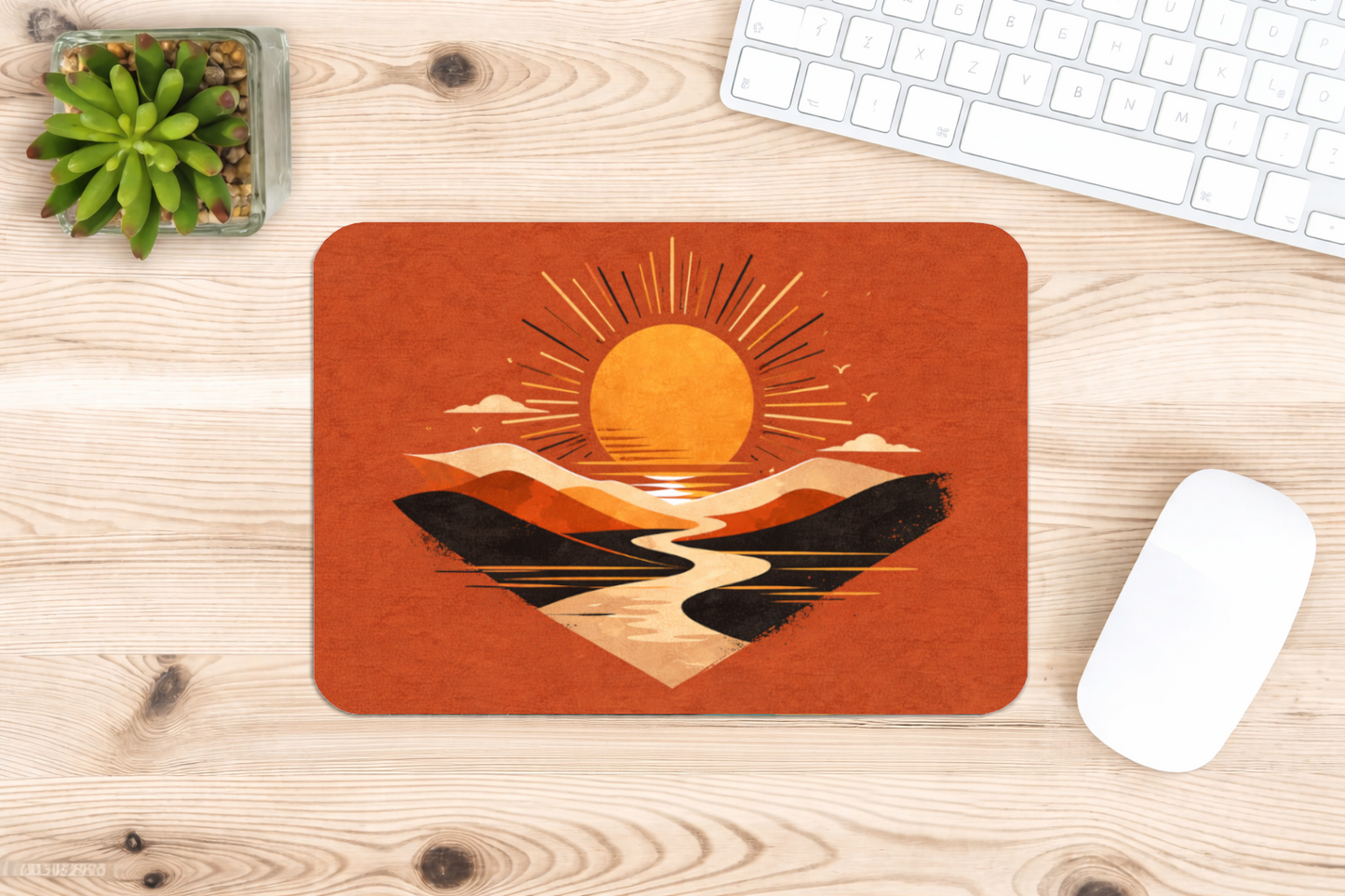 alfombrilla raton paisaje atardecer retro boho escritorio