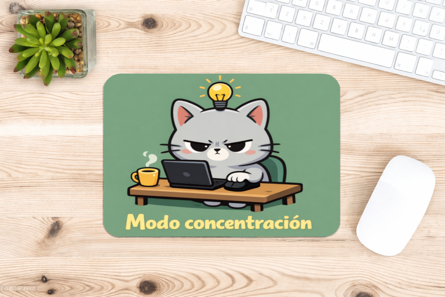 alfombrilla raton gato modo concentracion divertida escritorio oficina estudio