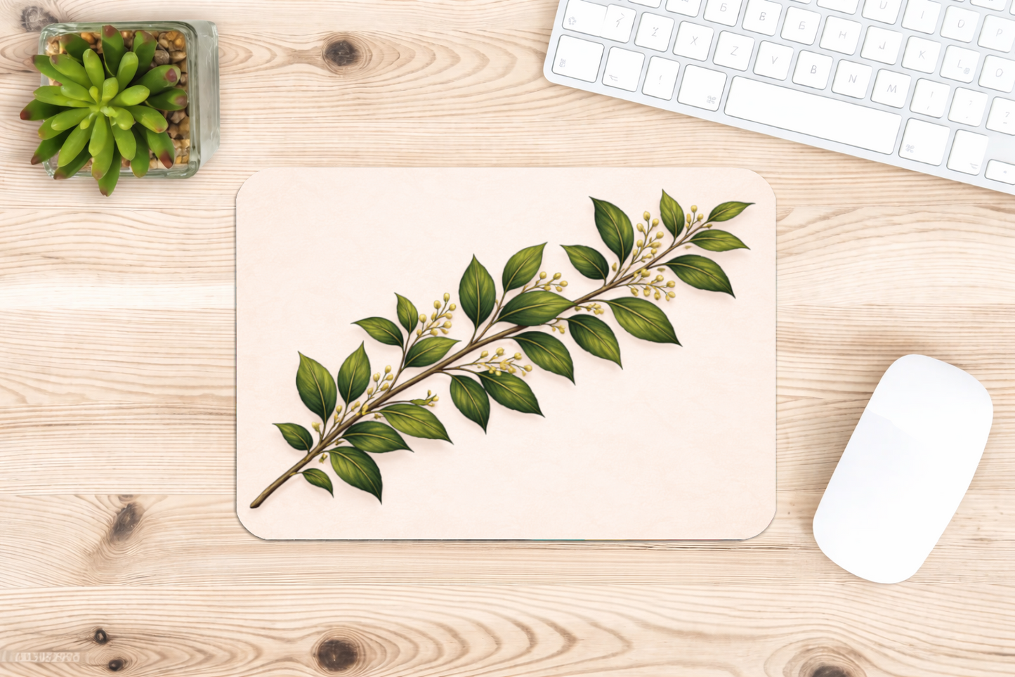 alfombrilla raton hojas botanica minimalista escritorio elegante