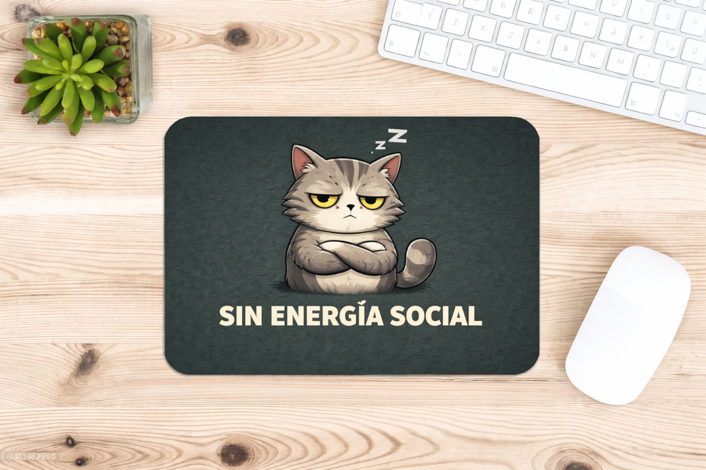 alfombrilla raton gato sin energia social divertida escritorio