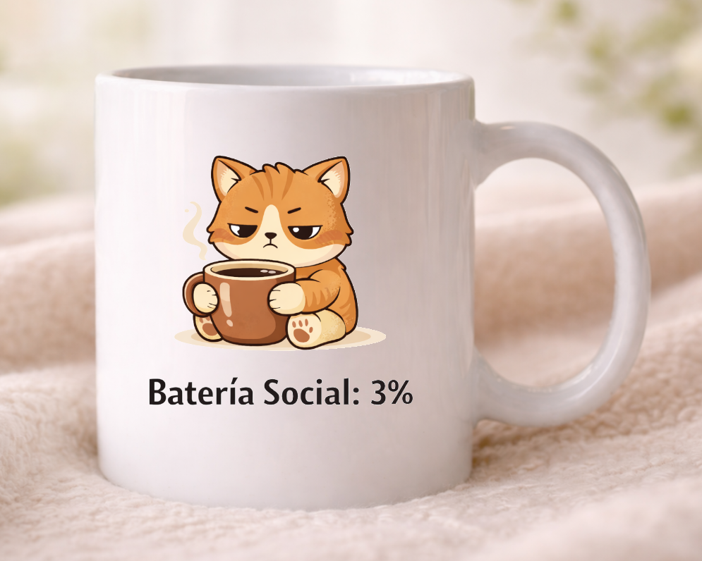 taza gato bateria social 3 divertida