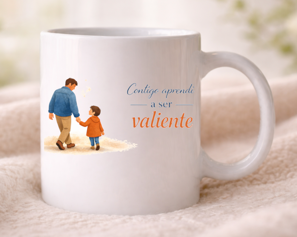 taza contigo aprendi a ser valiente papa hijo
