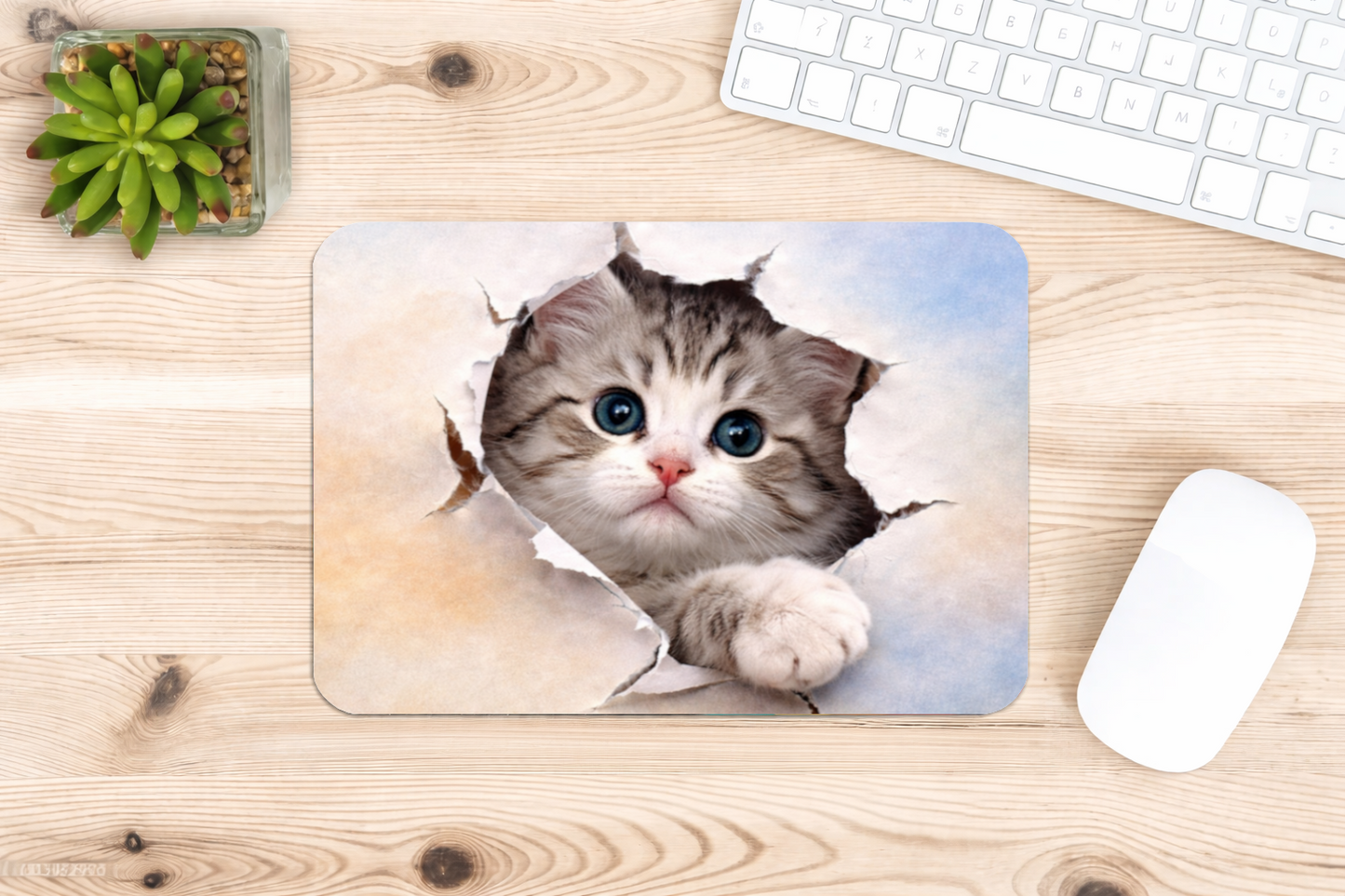 alfombrilla de raton gato curioso efecto 3d diseño divertido escritorio