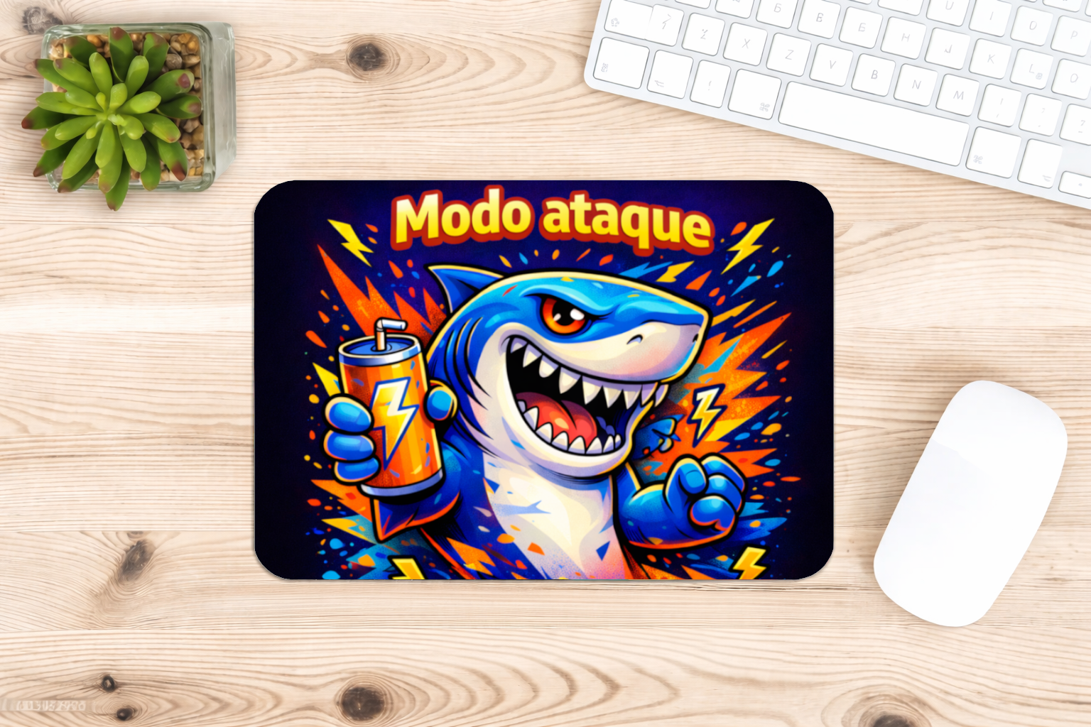 alfombrilla de raton tiburon modo ataque diseño divertido gaming escritorio
