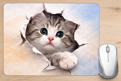 alfombrilla de raton gato curioso efecto 3d diseño divertido escritorio