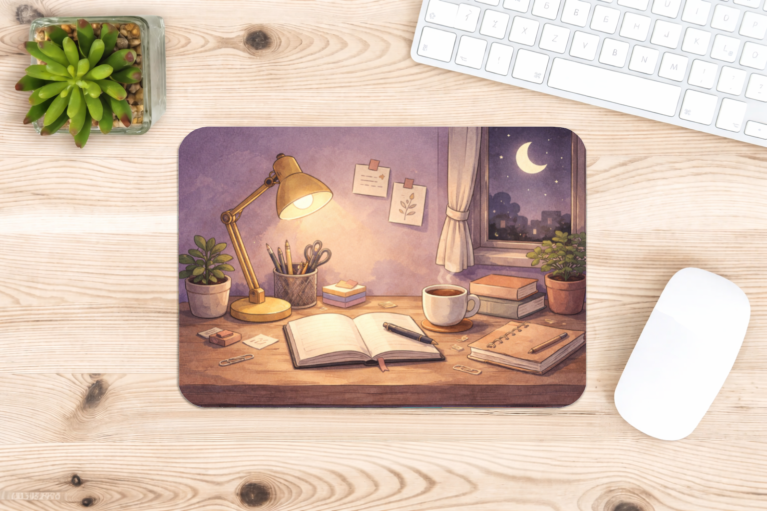 alfombrilla ratón escritorio estudio noche lámpara diseño artístico acogedor