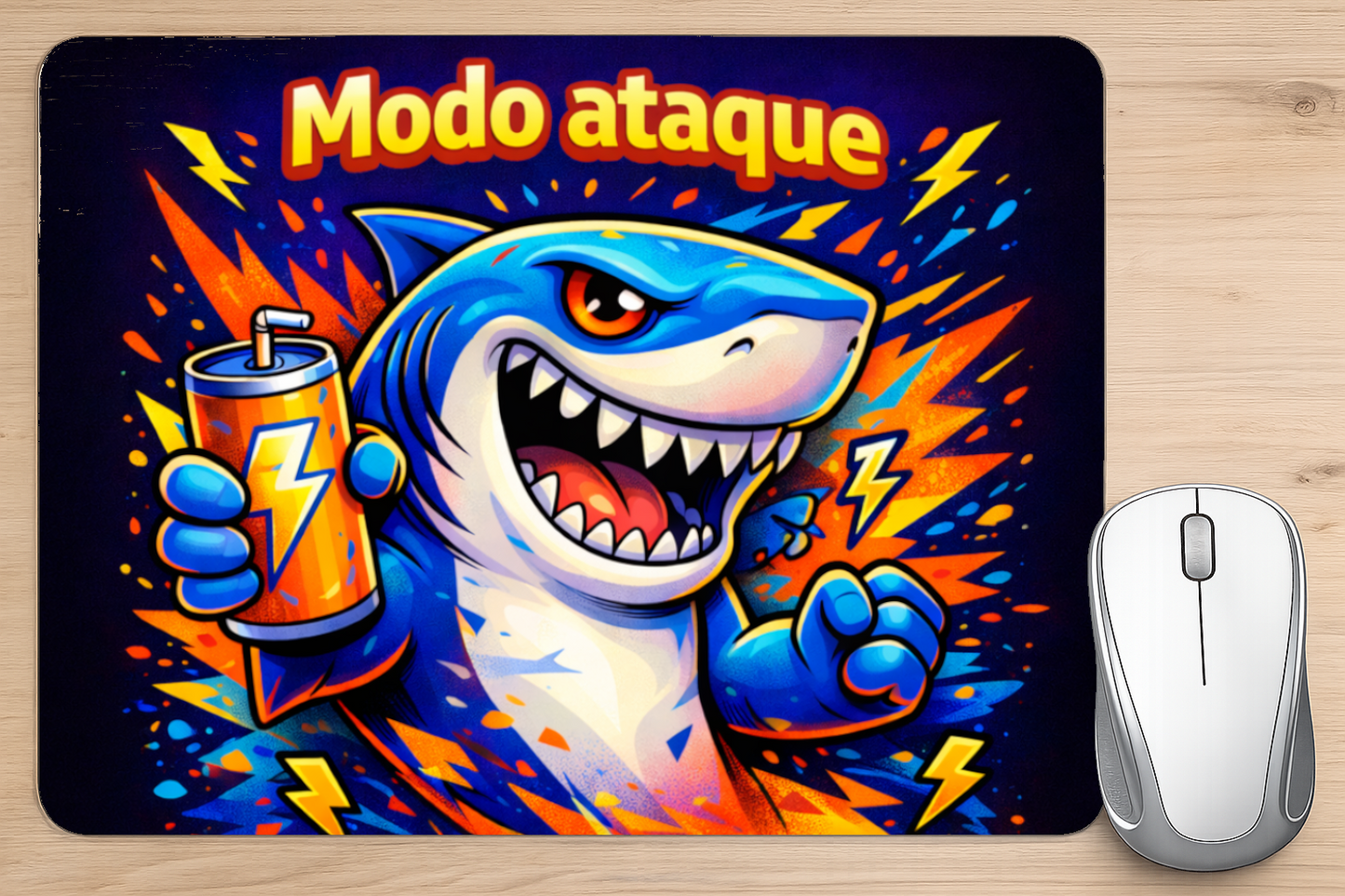 alfombrilla de raton tiburon modo ataque diseño divertido gaming escritorio