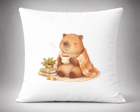 cojin capibara cafe relajante boho decoracion hogar acogedor