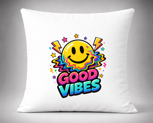 cojin good vibes sonrisa colores diseño divertido decorativo juvenil