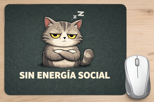 alfombrilla raton gato sin energia social divertida escritorio