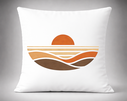cojin decorativo atardecer abstracto tonos tierra estilo boho minimalista natural