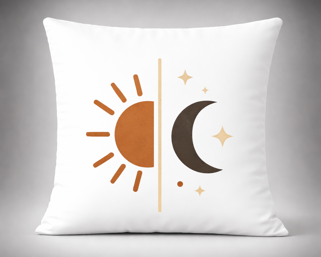 cojin sol y luna decoracion boho minimalista tonos tierra