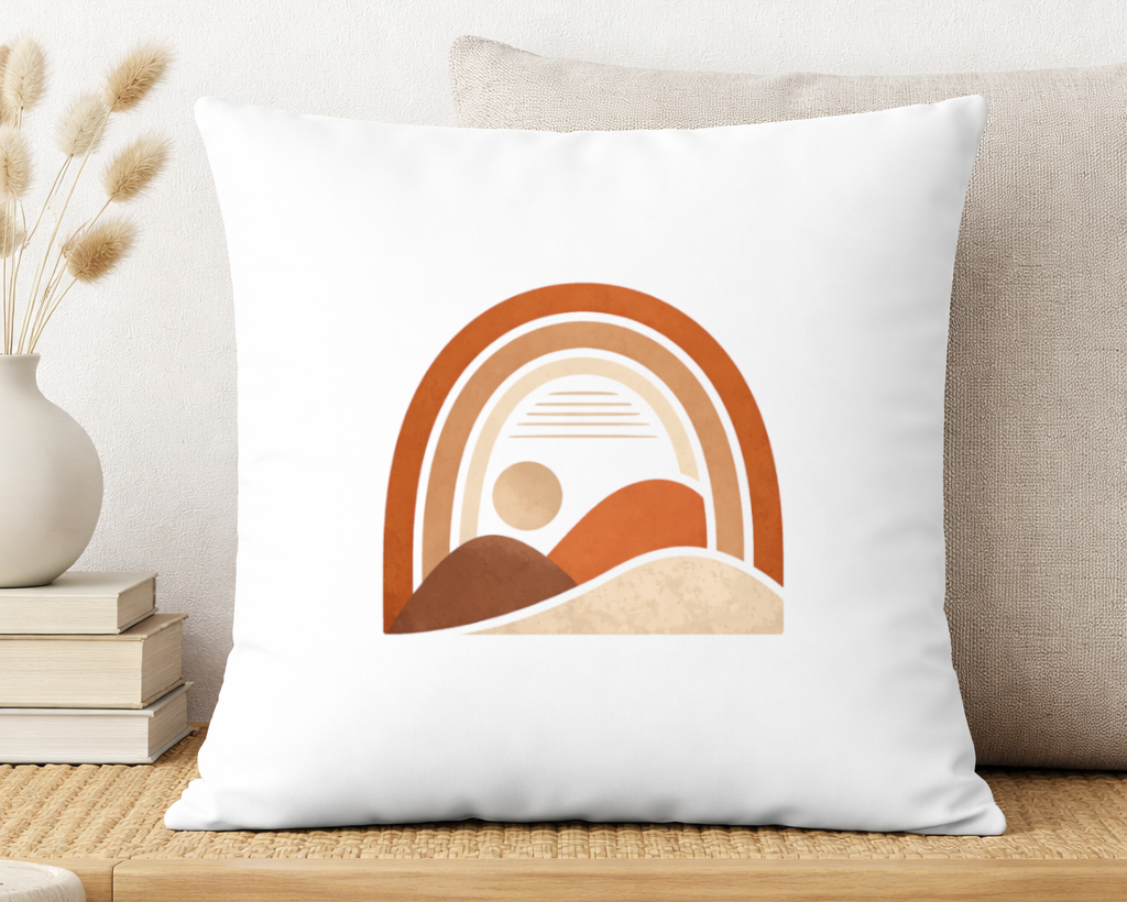 cojin decorativo paisaje abstracto tonos tierra estilo boho minimalista natural