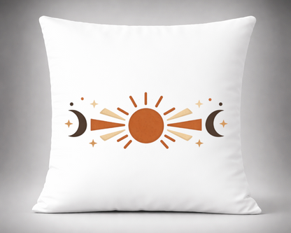 cojin decorativo sol y luna dia y noche estilo boho minimalista tonos tierra