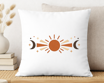 cojin decorativo sol y luna dia y noche estilo boho minimalista tonos tierra