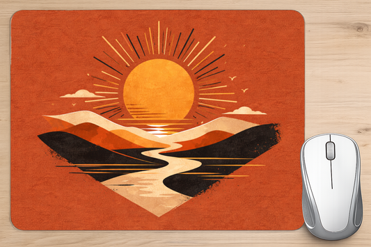 alfombrilla raton paisaje atardecer retro boho escritorio