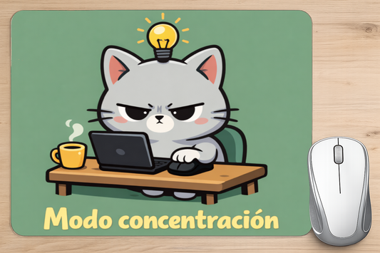 alfombrilla raton gato modo concentracion divertida escritorio oficina estudio