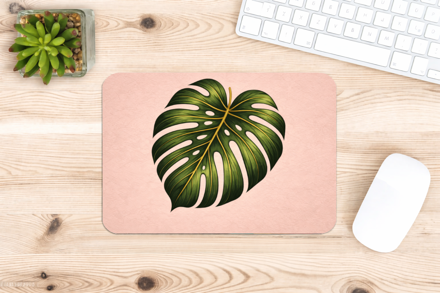 alfombrilla raton hoja monstera botanica escritorio elegante