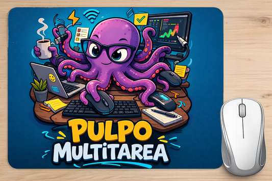 alfombrilla raton pulpo multitarea divertida escritorio oficina gamer