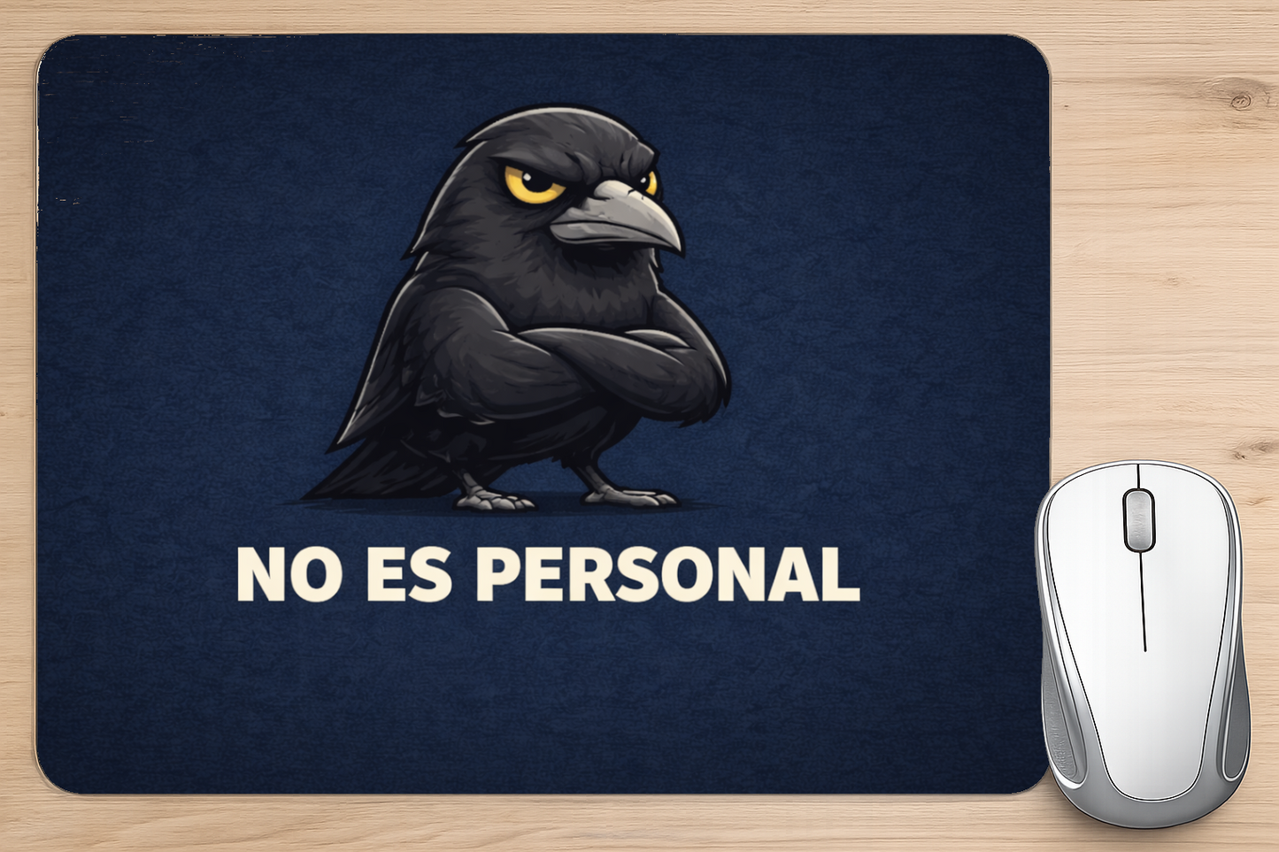 alfombrilla raton cuervo no es personal diseño oscuro divertido