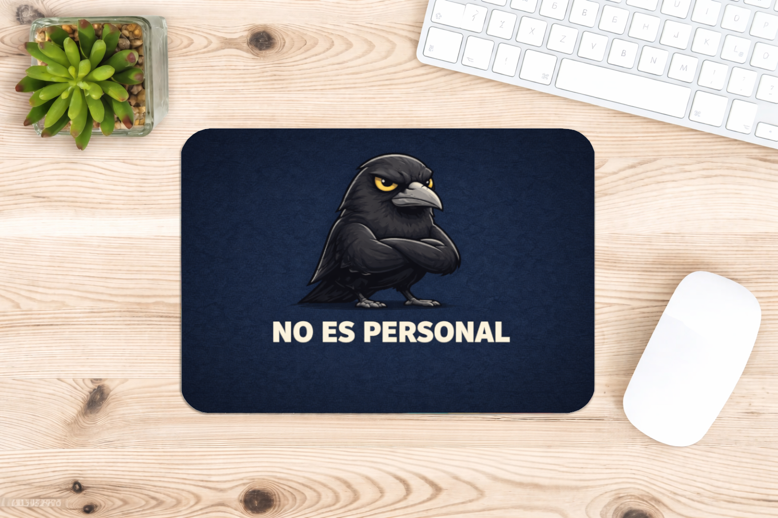 alfombrilla raton cuervo no es personal diseño oscuro divertido