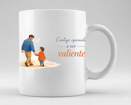 taza contigo aprendi a ser valiente papa hijo