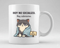 taza divertida gato con manta frase hoy no socializo hoy sobrevivo no molestar