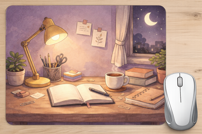 alfombrilla ratón escritorio estudio noche lámpara diseño artístico acogedor